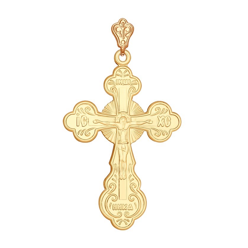 серебряный крест с молитвой «спаси и сохрани» (sokolov 93120002), 925 проба с золочением